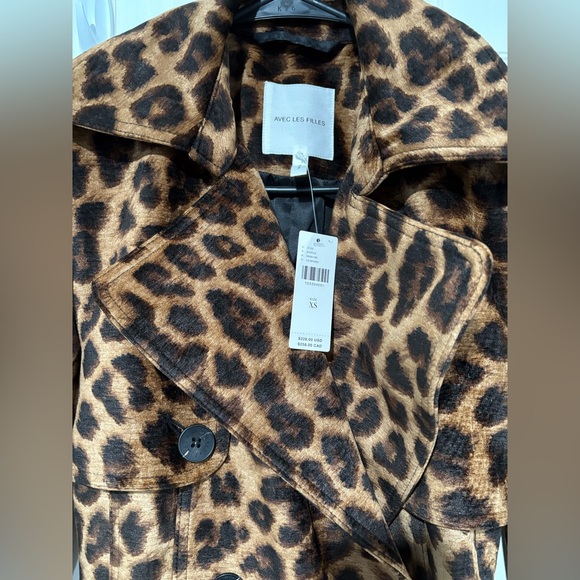 Avec Les Filles Flocked Velvet Animal Print Trench Coat | Color: Leopard | XS - Picture 5 of 7